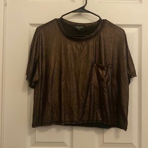 Black and Gold Slight Crop Top